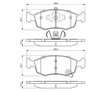 Комплект спирачни накладки BOSCH за FIAT PANDA (312, 319) от 2012