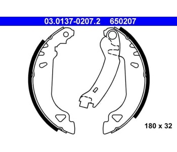 Комплект спирачни челюсти ATE за FIAT PUNTO (176) от 1993 до 1999