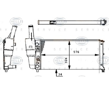 Радиатор, охлаждане на двигателя HELLA 8MK 376 713-544 за FIAT PUNTO (176) от 1993 до 1999