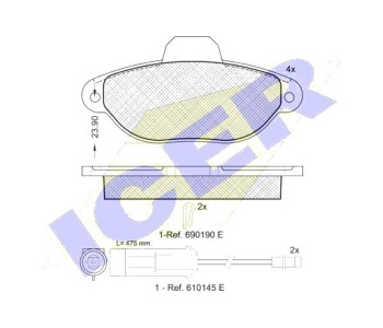 Комплект спирачни накладки Ultra Premium ICER за FIAT PUNTO (176) от 1993 до 1999