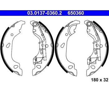 Комплект спирачни челюсти ATE за FIAT PUNTO (188) от 1999 до 2012