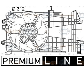 Вентилатор, охлаждане на двигателя HELLA 8EW 351 039-591 за FIAT PUNTO (188) от 1999 до 2012