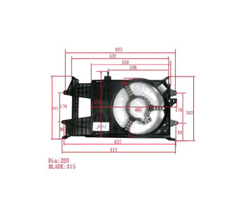 Вентилатор охлаждане на двигателя P.R.C за FIAT PUNTO (188) от 1999 до 2012