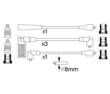 Комплект запалителни кабели BOSCH за FIAT UNO (146) ван от 1988 до 1996
