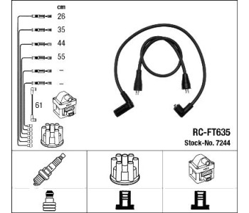 Комплект запалителни кабели NGK за FIAT UNO (146) от 1983 до 1995