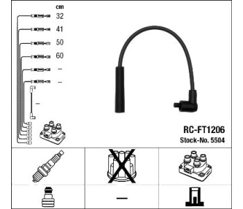 Комплект запалителни кабели NGK за FIAT UNO (146) от 1983 до 1995