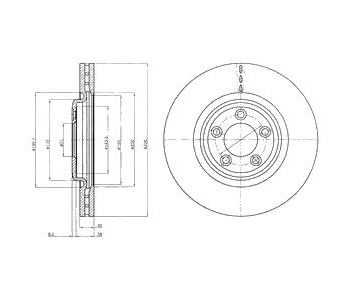 Спирачен диск вентилиран Ø326mm DELPHI за JAGUAR XF (X260) от 2015