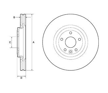 Спирачен диск вентилиран Ø325mm DELPHI за JAGUAR XE (X760) от 2015