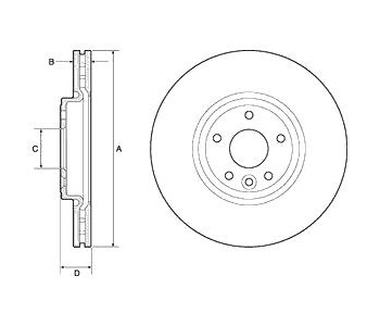 Спирачен диск вентилиран Ø316mm DELPHI за JAGUAR XE (X760) от 2015