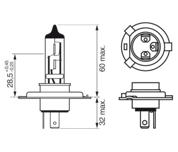 Крушка H4 12V P43t 60/55W 1бр. за SEAT MALAGA (023A) от 1984 до 1993