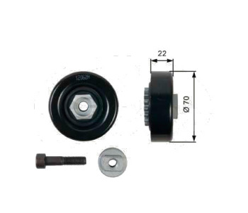 Обтящна ролка, пистов ремък GATES T36408 за CHEVROLET AVEO (T250, T255) седан от 2005