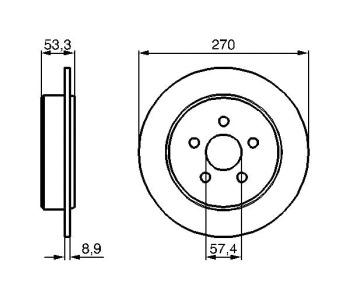 Спирачен диск плътен Ø270mm BOSCH за CHRYSLER NEON (PL) от 1994 до 2000