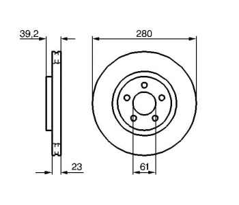 Спирачен диск вентилиран Ø280mm BOSCH за CHRYSLER PT CRUISER (PT_) Estate от 2000 до 2010