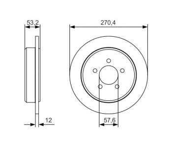 Спирачен диск плътен Ø270mm BOSCH за CHRYSLER PT CRUISER (PT_) Estate от 2000 до 2010