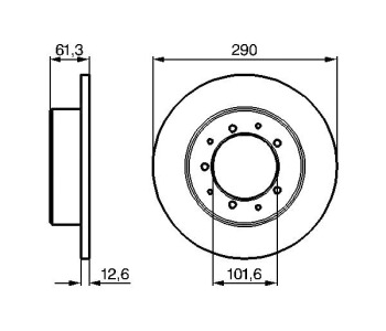 Спирачен диск плътен Ø290mm BOSCH за LAND ROVER DEFENDER (L316) пикап от 1995 до 2016