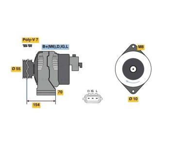 Генератор 120 [A] BOSCH за LAND ROVER DEFENDER (L316) пикап от 1995 до 2016