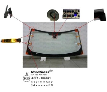 Челно стъкло NordGlass за LAND ROVER DISCOVERY III (L319) от 2004 до 2009