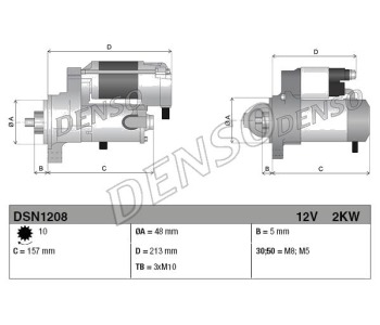 Стартер 10 зъби [kB] DENSO за LAND ROVER FREELANDER II (L359) от 2006 до 2014