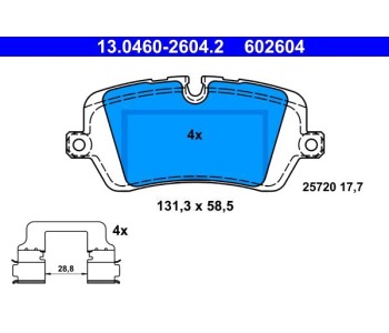 Комплект спирачни накладки ATE за LAND ROVER RANGE ROVER IV (L322) от 2012