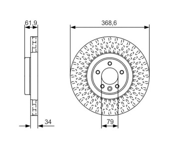 Спирачен диск вентилиран Ø380mm BOSCH за LAND ROVER RANGE ROVER SPORT (L494) от 2013