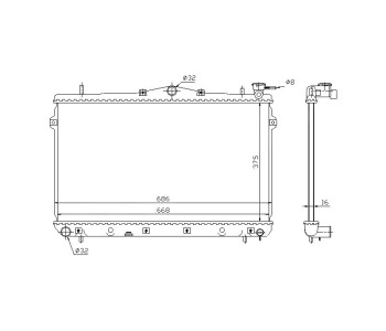 Воден радиатор размер 660/375/16 за HYUNDAI COUPE (RD) от 1996 до 2002