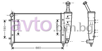 Воден радиатор размер 580/320/16 за LANCIA YPSILON (843) от 2003 до 2011