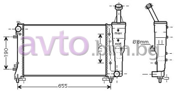 Воден радиатор размер 580/320/28 за LANCIA MUSA (350) от 2004 до 2012