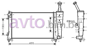 Воден радиатор размер 580/320/28 за FIAT IDEA от 2003