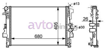 Воден радиатор размер 680/405/24 за MERCEDES VIANO (W639) от 2003 до 2014