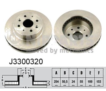 Спирачен диск вентилиран Ø254mm NIPPARTS за KIA RIO II (JB) седан от 2005 до 2011