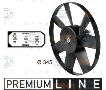 Вентилатор, охлаждане на двигателя HELLA 8EW 009 144-451 за VOLKSWAGEN POLO (6V5) комби от 1997 до 2001