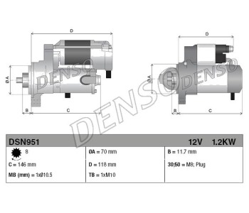 Стартер зъби 1,2 [kB] DENSO за NISSAN ALMERA TINO (V10) от 1998 до 2006