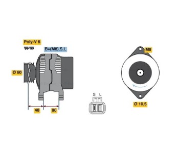 Генератор 80 [A] BOSCH за NISSAN PRIMERA (P12) хечбек от 2002 до 2007