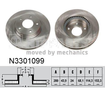 Спирачен диск вентилиран Ø280mm NIPPARTS за NISSAN JUKE (F15) от 2010