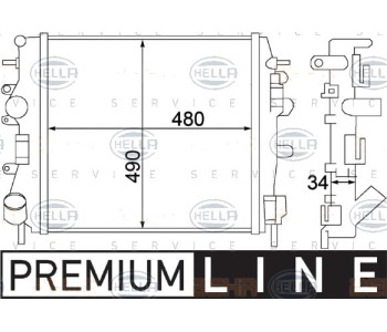 Радиатор, охлаждане на двигателя HELLA 8MK 376 772-001 за NISSAN KUBISTAR (X80) товарен от 2003