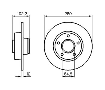 Спирачен диск плътен Ø280mm BOSCH за NISSAN PRIMASTAR (X83) платформа от 2002 до 2006