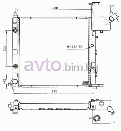 Воден радиатор размер 570/560/42 за MERCEDES VITO (W638) товарен от 1996 до 2003