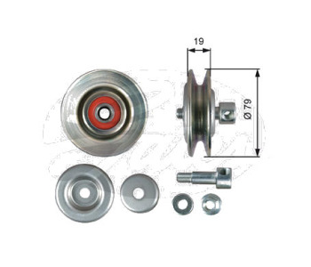 Обтящна ролка, клинов ремък GATES T39363 за NISSAN ALMERA TINO (V10) от 1998 до 2006
