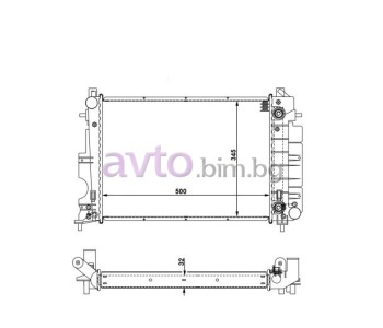 Воден радиатор размер 500/350/32 за SAAB 900 II купе от 1993 до 1999