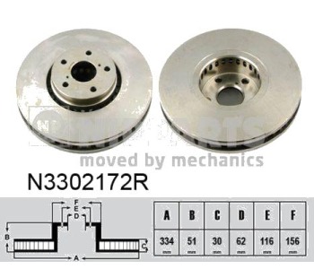 Спирачен диск вентилиран Ø334mm NIPPARTS за LEXUS IS (GSE3_, AVE3_) от 2013