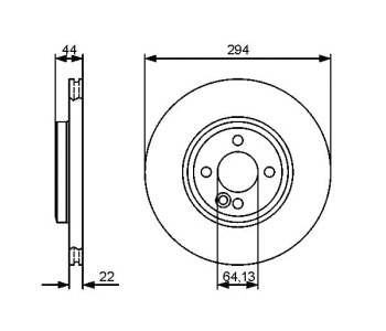 Спирачен диск вентилиран Ø294mm BOSCH за MINI COOPER (R56) от 2005 до 2013