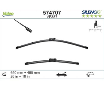 Комплект перо на чистачка 650mm 450mm VALEO SILENCIO X*TRM - ST VM387 за SKODA SUPERB III (3V5) комби от 2015