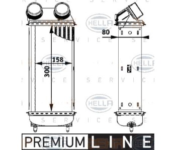 Интеркулер (охладител за въздуха на турбината) HELLA 8ML 376 723-561 за PEUGEOT 206 (2E/K) комби от 2002 до 2009
