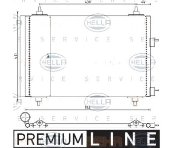 Кондензатор, климатизация HELLA 8FC 351 300-671 за PEUGEOT 307 (3E) Break комби от 2002 до 2008