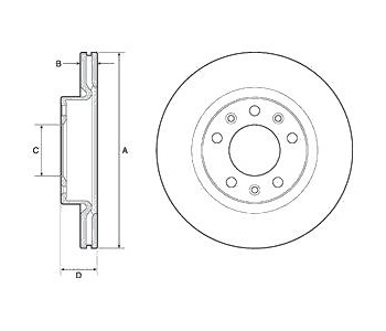 Спирачен диск вентилиран Ø266mm DELPHI за PEUGEOT 308 II (T9) от 2013 до 2021