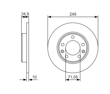 Спирачен диск плътен Ø249mm BOSCH за PEUGEOT 308 II (T9) комби от 2014 до 2021