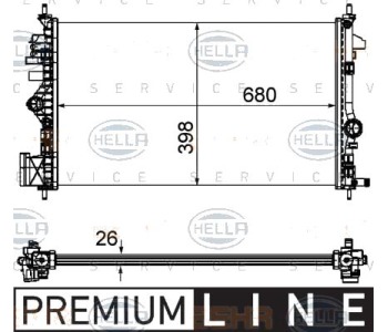 Радиатор, охлаждане на двигателя HELLA 8MK 376 754-351 за OPEL INSIGNIA A (G09) хечбек от 2008 до 2017