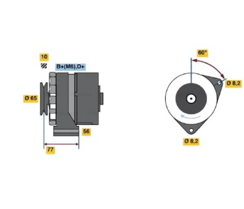Генератор 45 [A] BOSCH за OPEL KADETT E (T85) комби от 1984 до 1991