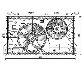 Вентилатор охлаждане на двигателя P.R.C за RENAULT MASTER II (ED/HD/UD) платформа от 1998 до 2010