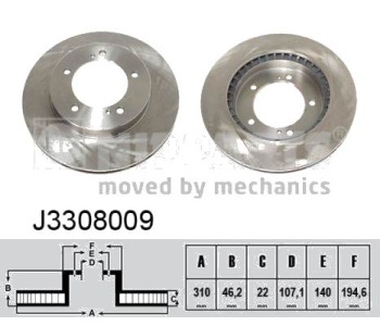 Спирачен диск вентилиран Ø310mm NIPPARTS за SUZUKI GRAND VITARA I (FT, HT) от 1998 до 2006